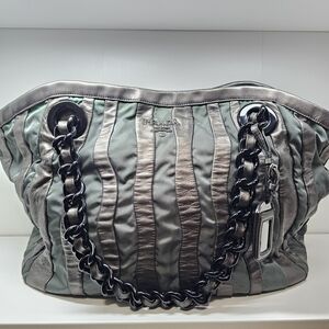Prada Gray Strip-Panel Tote Bag
